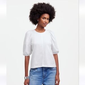 NWT Madewell Puff-Sleeve Tee White XXS $48